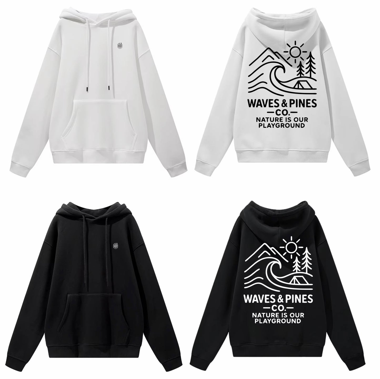 WAVES & PINES オリジナル ヘビーウェイト・グラフィックパーカー