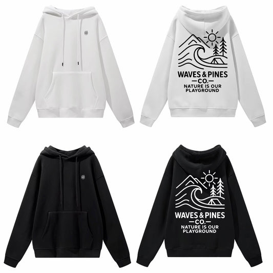 WAVES & PINES オリジナル ヘビーウェイト・グラフィックパーカー